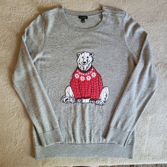 Talbots polar bear Christmas sweater size medium - Picture 4 of 12